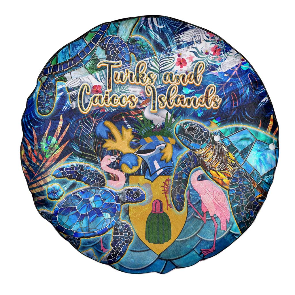 Turks and Caicos Islands Spare Tire Cover Sea Turtle Tropical Pattern - Wonder Print Shop