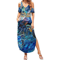 Turks and Caicos Islands Summer Maxi Dress Sea Turtle Tropical Pattern - Wonder Print Shop