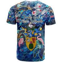 Turks and Caicos Islands T Shirt Sea Turtle Tropical Pattern - Wonder Print Shop