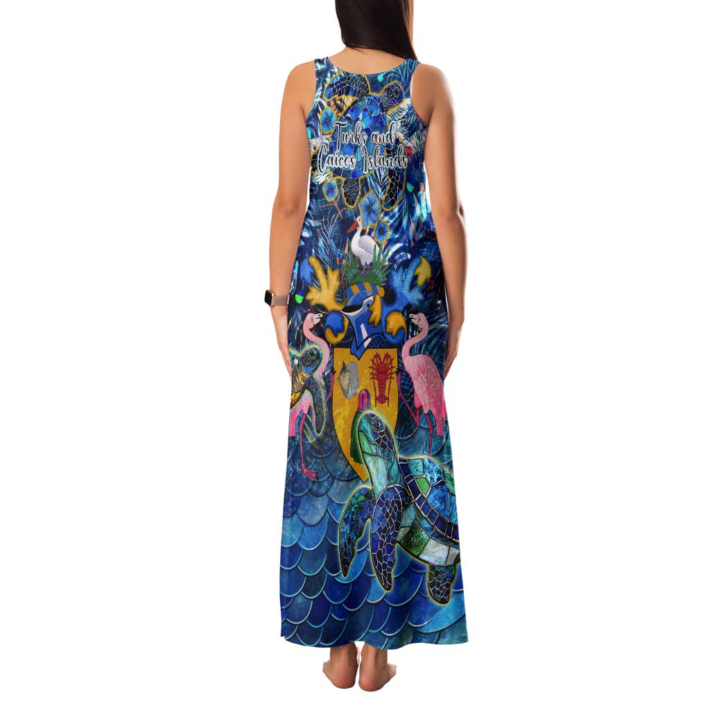 Turks and Caicos Islands Tank Maxi Dress Sea Turtle Tropical Pattern - Wonder Print Shop