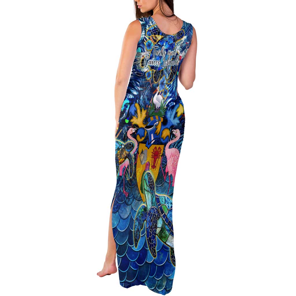 Turks and Caicos Islands Tank Maxi Dress Sea Turtle Tropical Pattern - Wonder Print Shop