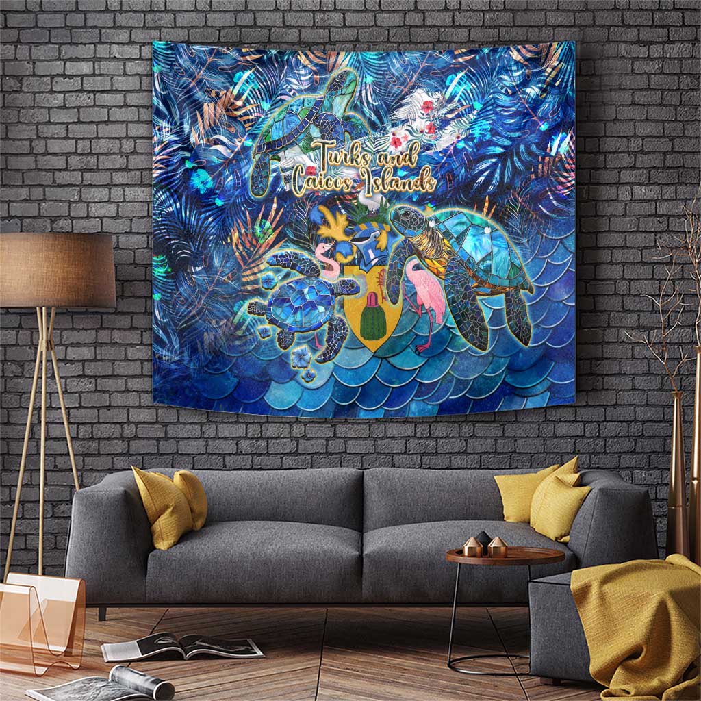 Turks and Caicos Islands Tapestry Sea Turtle Tropical Pattern - Wonder Print Shop