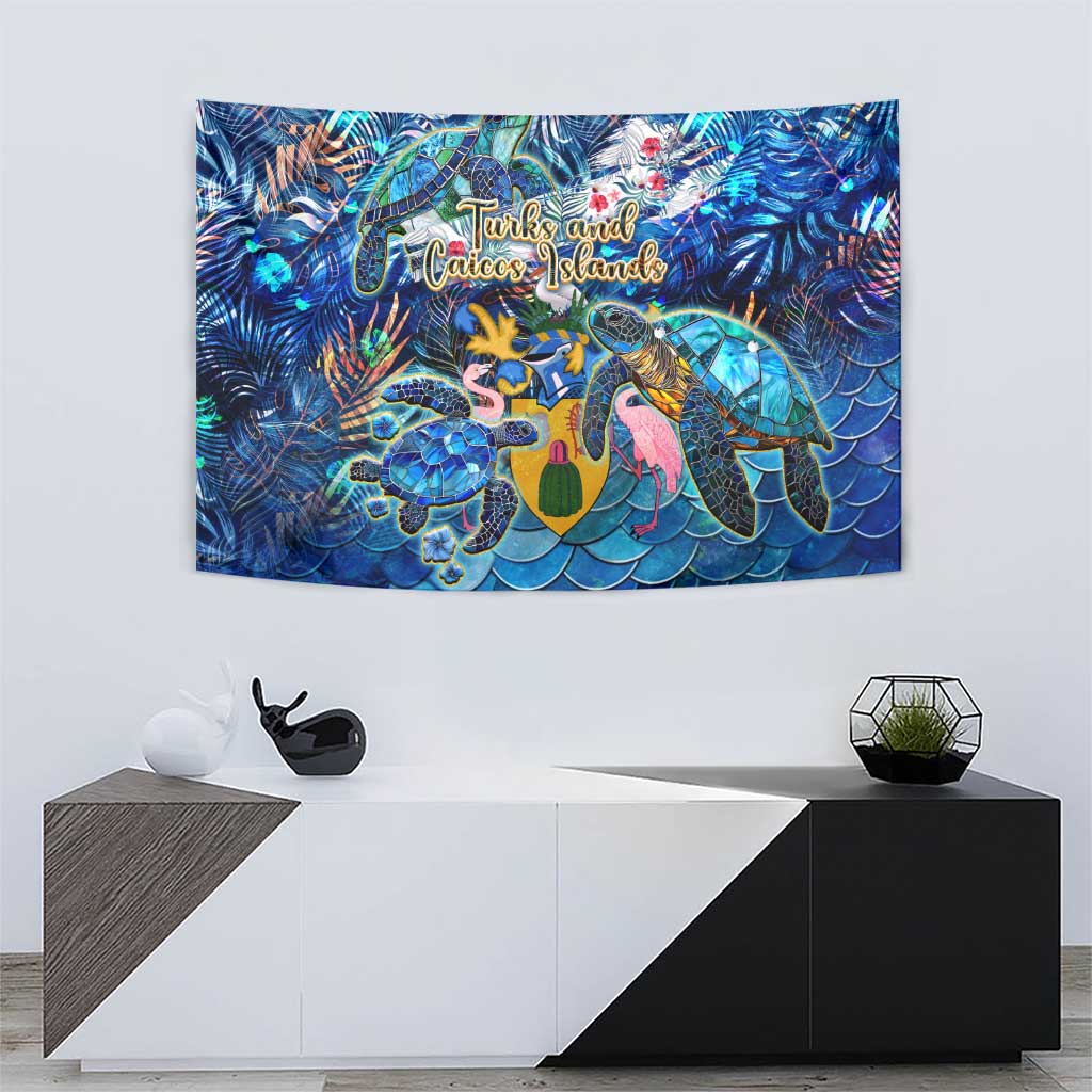 Turks and Caicos Islands Tapestry Sea Turtle Tropical Pattern - Wonder Print Shop