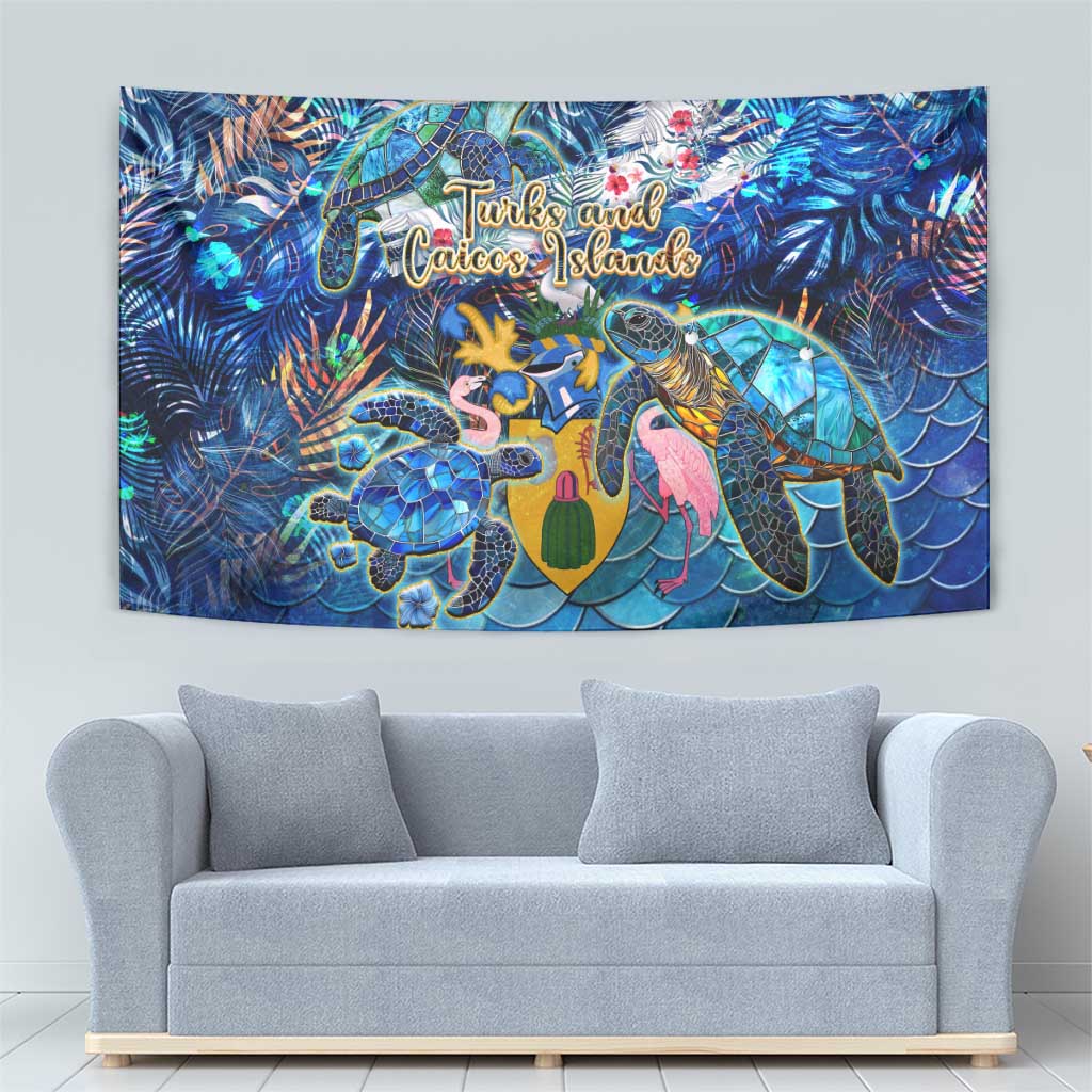 Turks and Caicos Islands Tapestry Sea Turtle Tropical Pattern - Wonder Print Shop