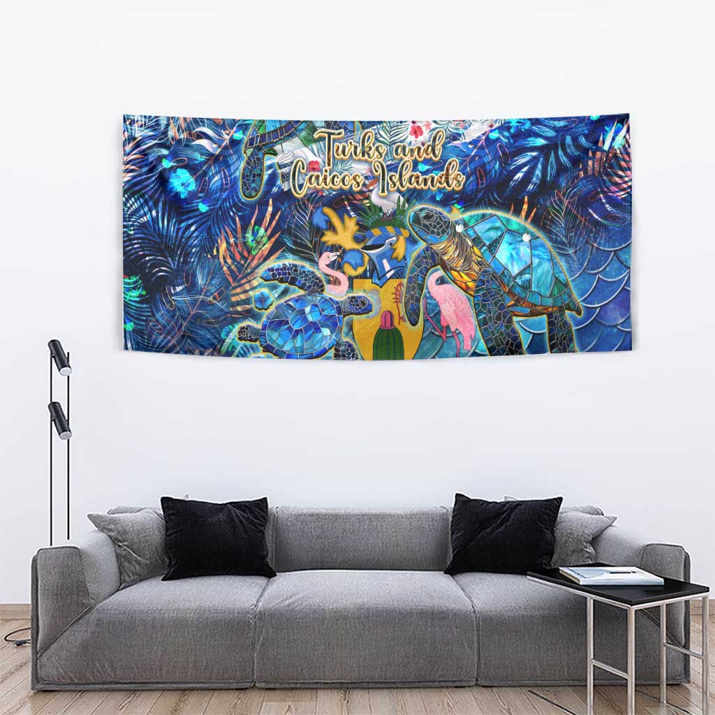 Turks and Caicos Islands Tapestry Sea Turtle Tropical Pattern - Wonder Print Shop