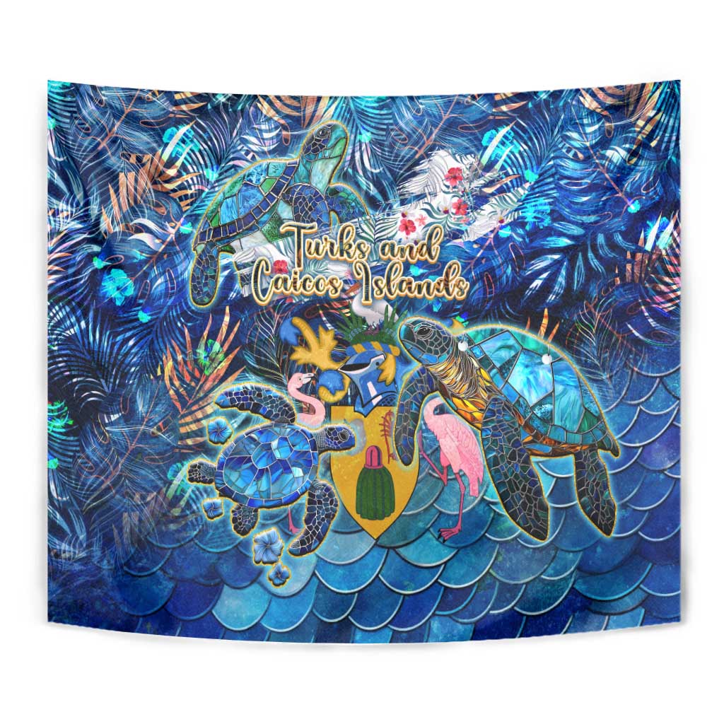 Turks and Caicos Islands Tapestry Sea Turtle Tropical Pattern - Wonder Print Shop