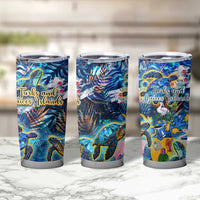 Turks and Caicos Islands Tumbler Cup Sea Turtle Tropical Pattern - Wonder Print Shop
