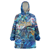 Turks and Caicos Islands Wearable Blanket Hoodie Sea Turtle Tropical Pattern - Wonder Print Shop