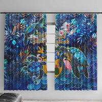 Turks and Caicos Islands Window Curtain Sea Turtle Tropical Pattern - Wonder Print Shop