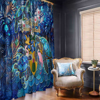 Turks and Caicos Islands Window Curtain Sea Turtle Tropical Pattern - Wonder Print Shop