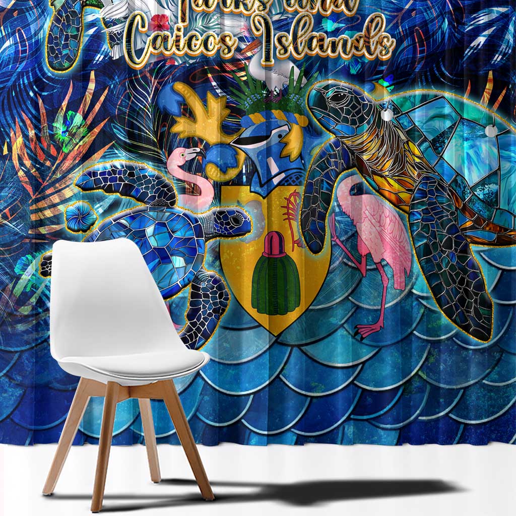Turks and Caicos Islands Window Curtain Sea Turtle Tropical Pattern - Wonder Print Shop