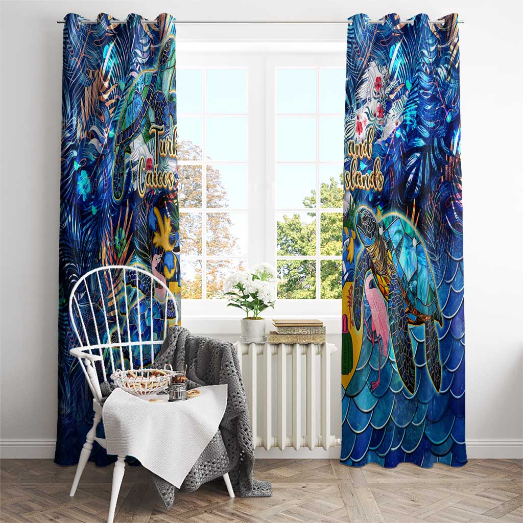 Turks and Caicos Islands Window Curtain Sea Turtle Tropical Pattern - Wonder Print Shop