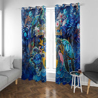 Turks and Caicos Islands Window Curtain Sea Turtle Tropical Pattern - Wonder Print Shop