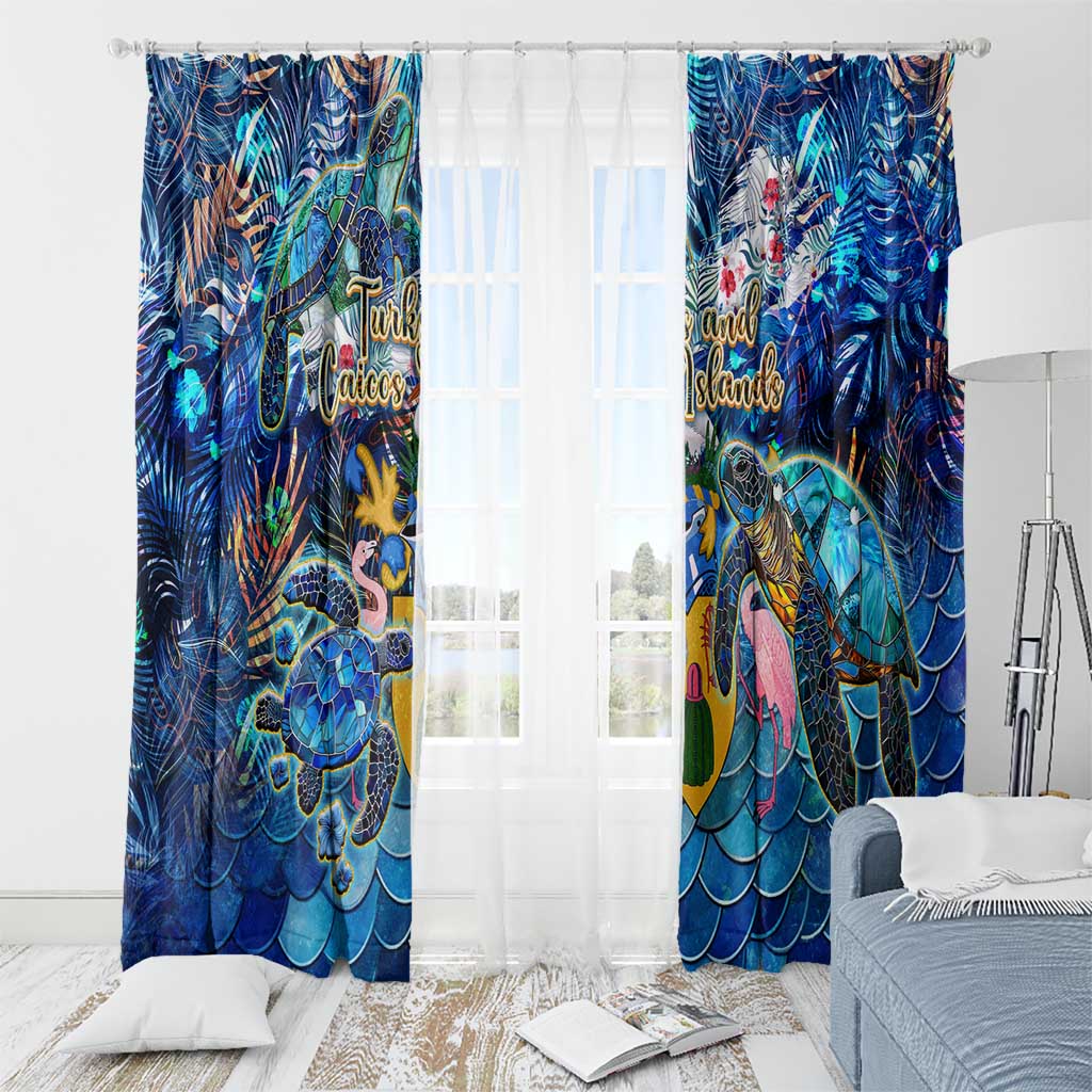 Turks and Caicos Islands Window Curtain Sea Turtle Tropical Pattern - Wonder Print Shop