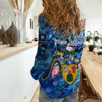 Turks and Caicos Islands Women Casual Shirt Sea Turtle Tropical Pattern - Wonder Print Shop