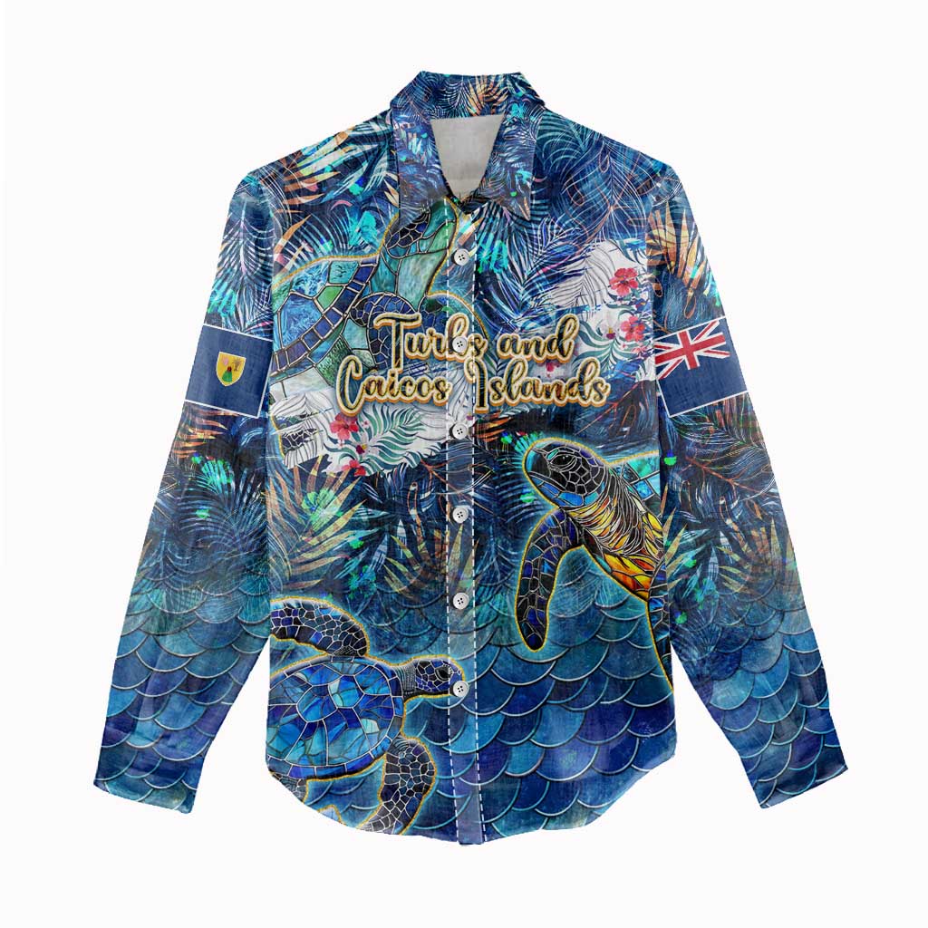 Turks and Caicos Islands Women Casual Shirt Sea Turtle Tropical Pattern - Wonder Print Shop