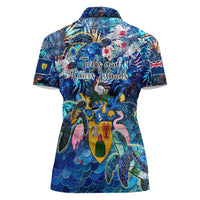 Turks and Caicos Islands Women Polo Shirt Sea Turtle Tropical Pattern - Wonder Print Shop