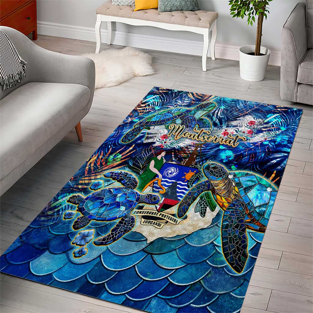 Montserrat Area Rug Sea Turtle Tropical Pattern