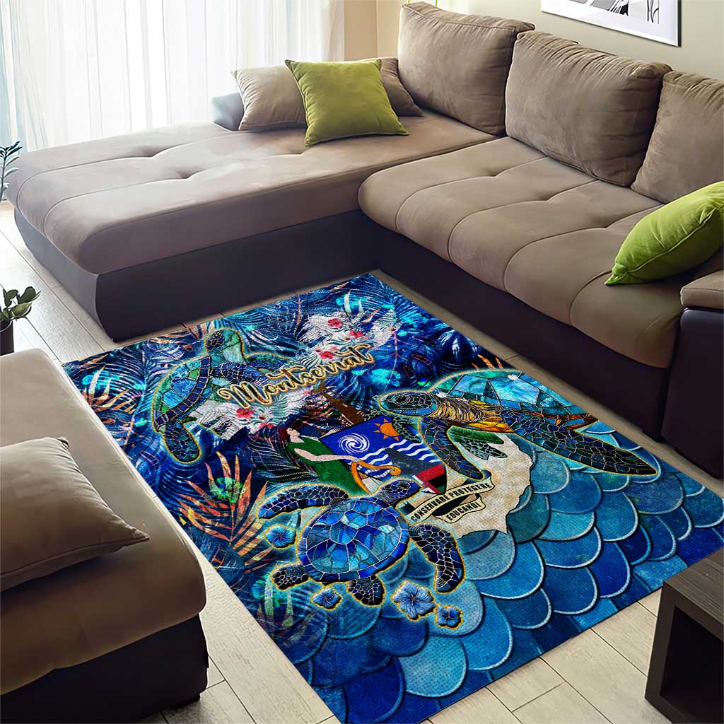 Montserrat Area Rug Sea Turtle Tropical Pattern
