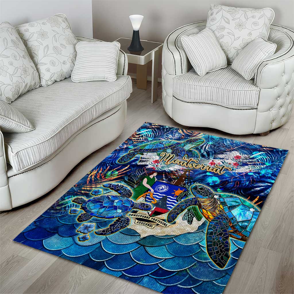 Montserrat Area Rug Sea Turtle Tropical Pattern