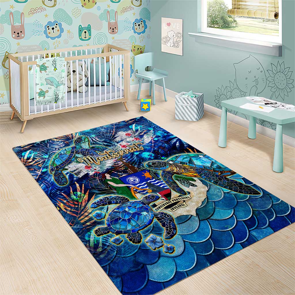 Montserrat Area Rug Sea Turtle Tropical Pattern