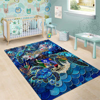 Montserrat Area Rug Sea Turtle Tropical Pattern