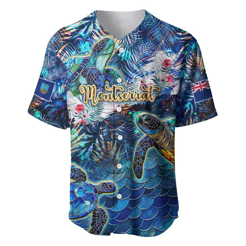 Montserrat Baseball Jersey Sea Turtle Tropical Pattern