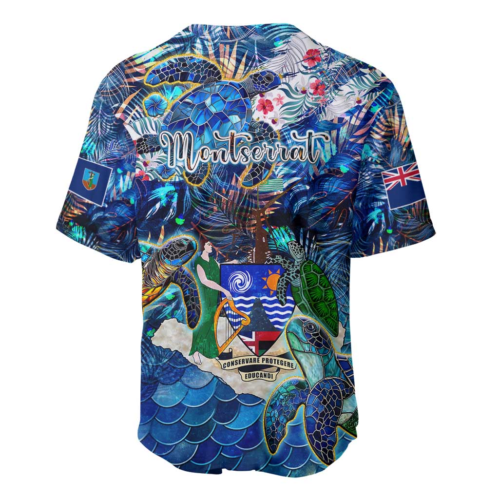 Montserrat Baseball Jersey Sea Turtle Tropical Pattern