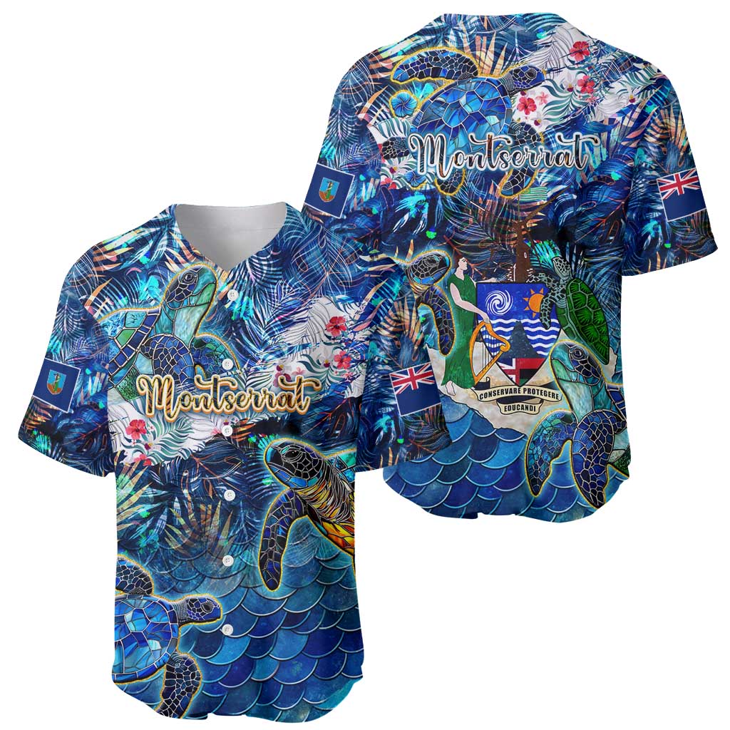 Montserrat Baseball Jersey Sea Turtle Tropical Pattern
