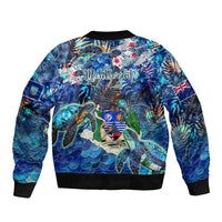 Montserrat Bomber Jacket Sea Turtle Tropical Pattern