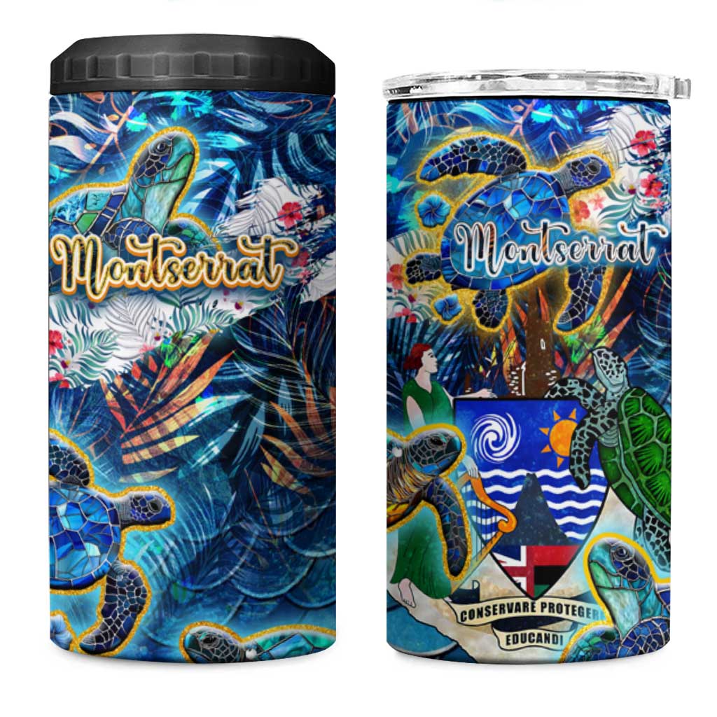 Montserrat 4 in 1 Can Cooler Tumbler Sea Turtle Tropical Pattern