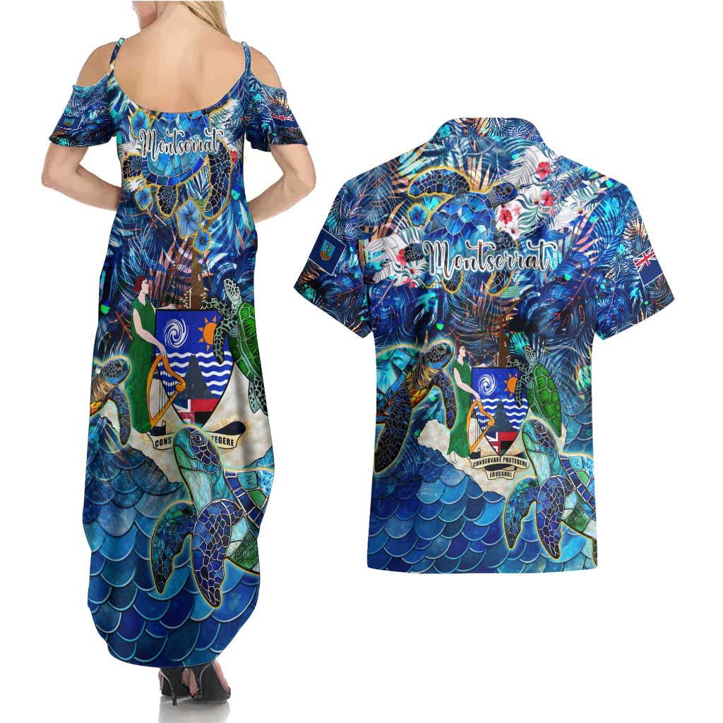Montserrat Couples Matching Summer Maxi Dress and Hawaiian Shirt Sea Turtle Tropical Pattern