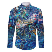 Montserrat Family Matching Off The Shoulder Long Sleeve Dress and Hawaiian Shirt Sea Turtle Tropical Pattern