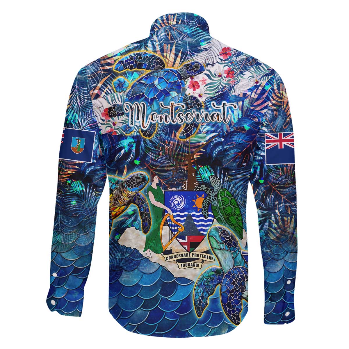 Montserrat Family Matching Off The Shoulder Long Sleeve Dress and Hawaiian Shirt Sea Turtle Tropical Pattern