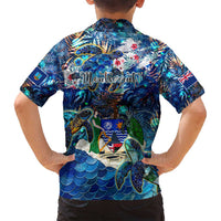 Montserrat Family Matching Puletasi and Hawaiian Shirt Sea Turtle Tropical Pattern