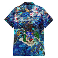 Montserrat Family Matching Puletasi and Hawaiian Shirt Sea Turtle Tropical Pattern