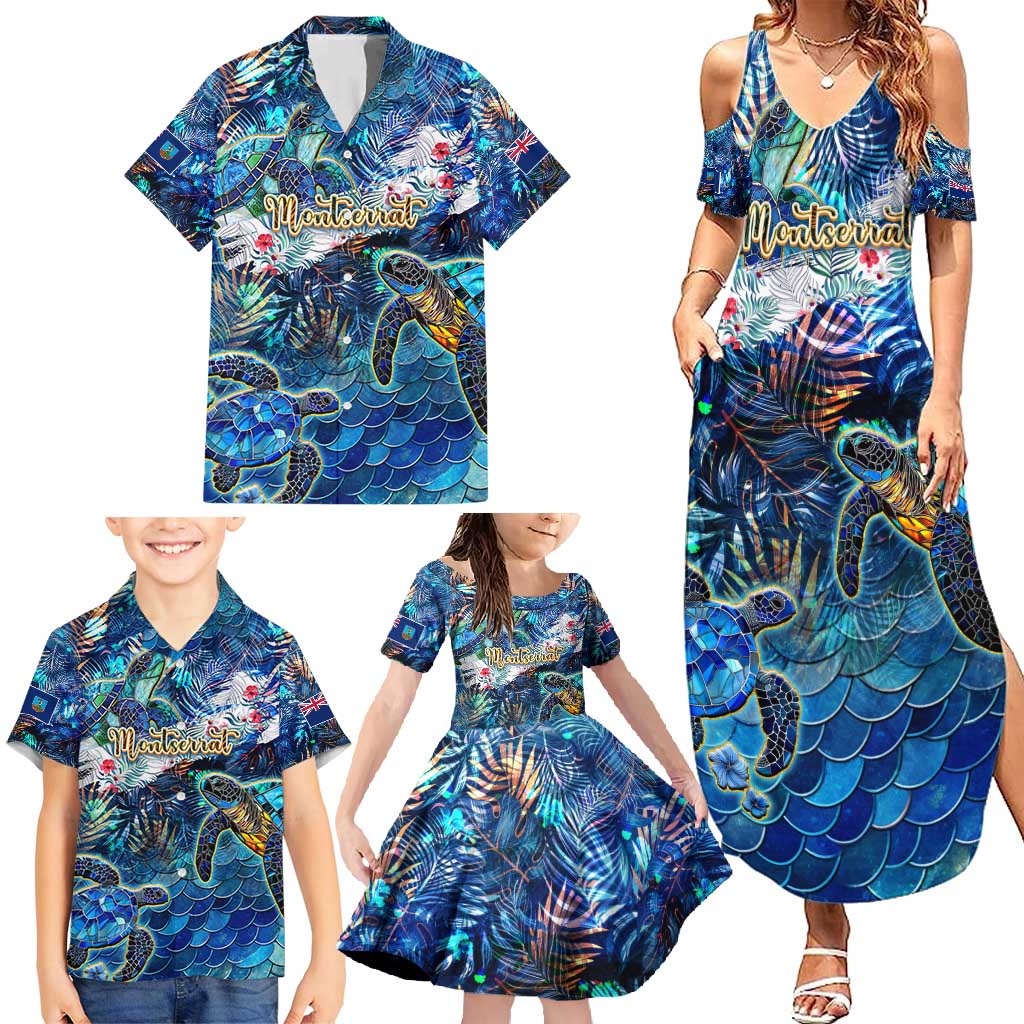 Montserrat Family Matching Summer Maxi Dress and Hawaiian Shirt Sea Turtle Tropical Pattern - Wonder Print Shop