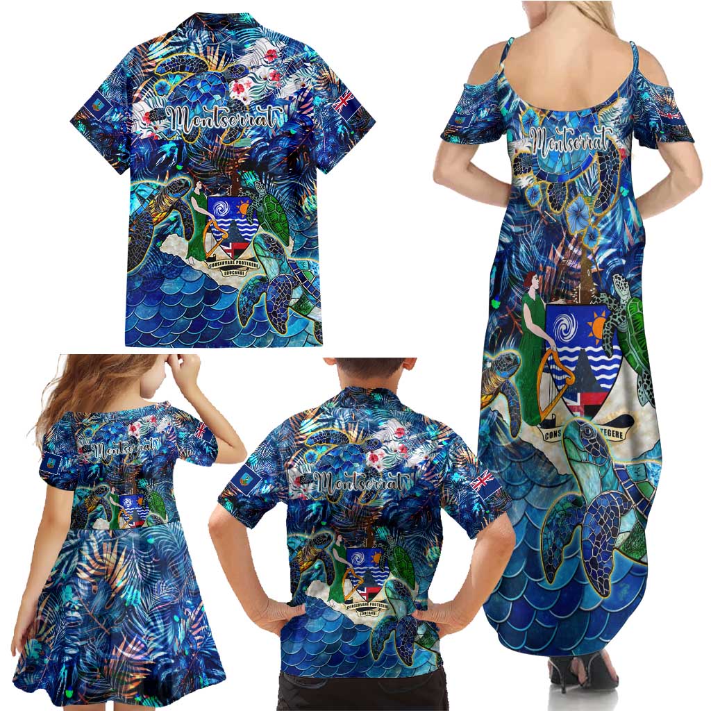 Montserrat Family Matching Summer Maxi Dress and Hawaiian Shirt Sea Turtle Tropical Pattern - Wonder Print Shop