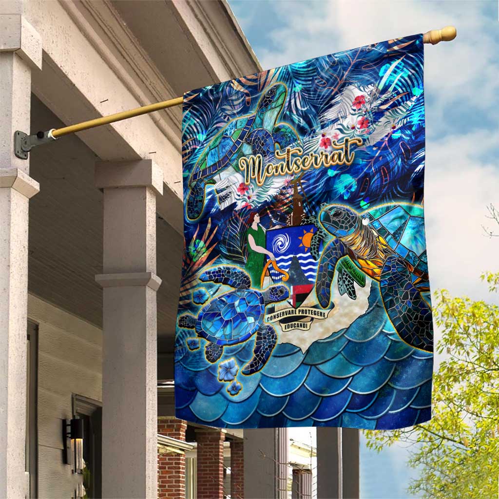 Montserrat Garden Flag Sea Turtle Tropical Pattern - Wonder Print Shop
