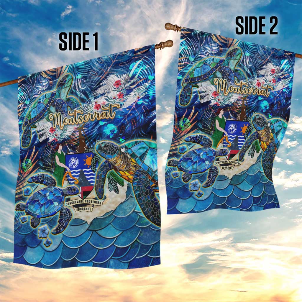 Montserrat Garden Flag Sea Turtle Tropical Pattern - Wonder Print Shop