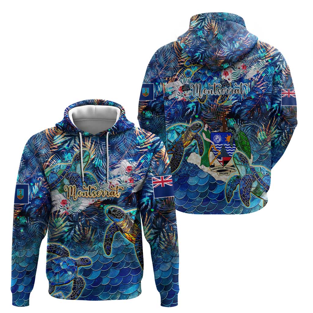Montserrat Hoodie Sea Turtle Tropical Pattern - Wonder Print Shop