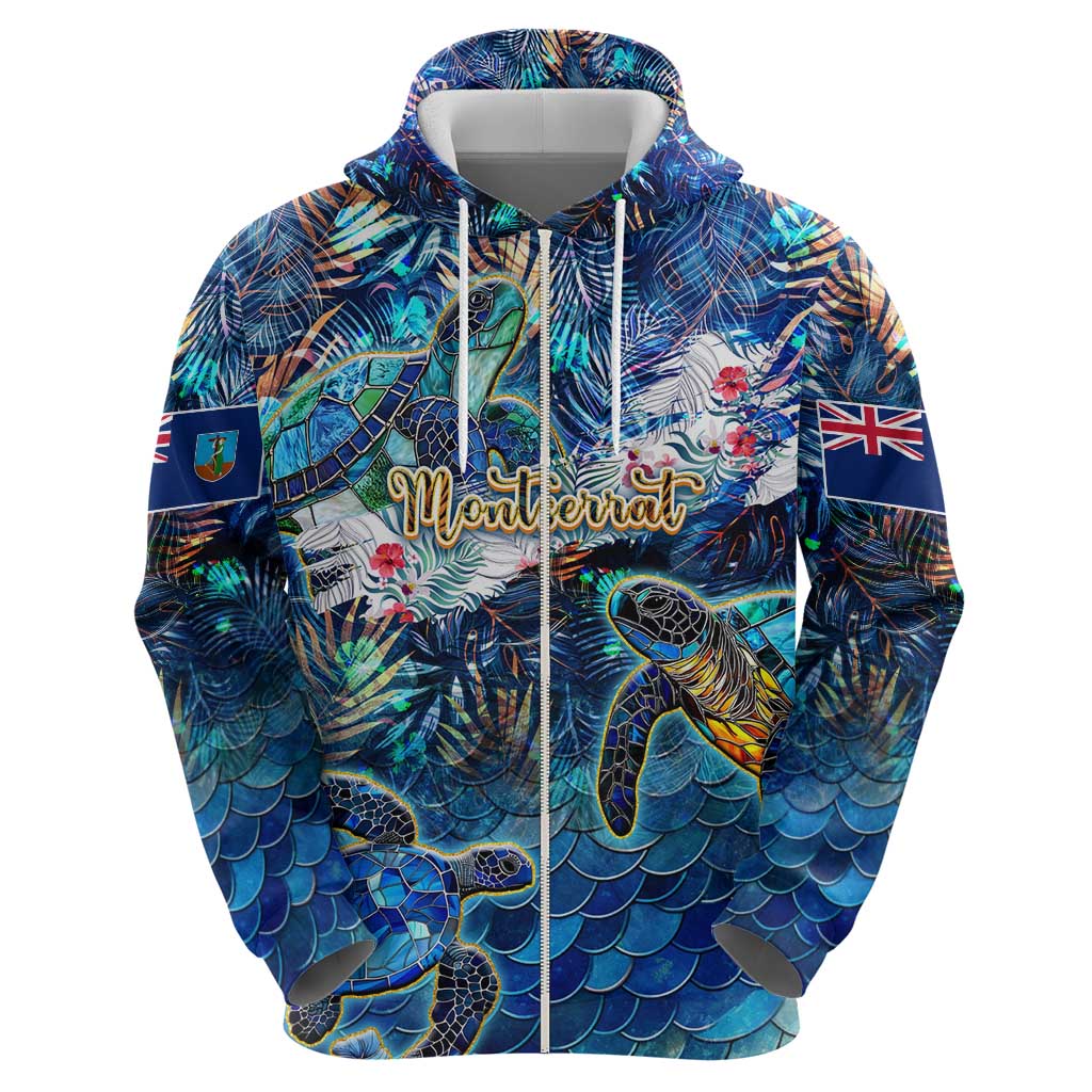 Montserrat Hoodie Sea Turtle Tropical Pattern - Wonder Print Shop
