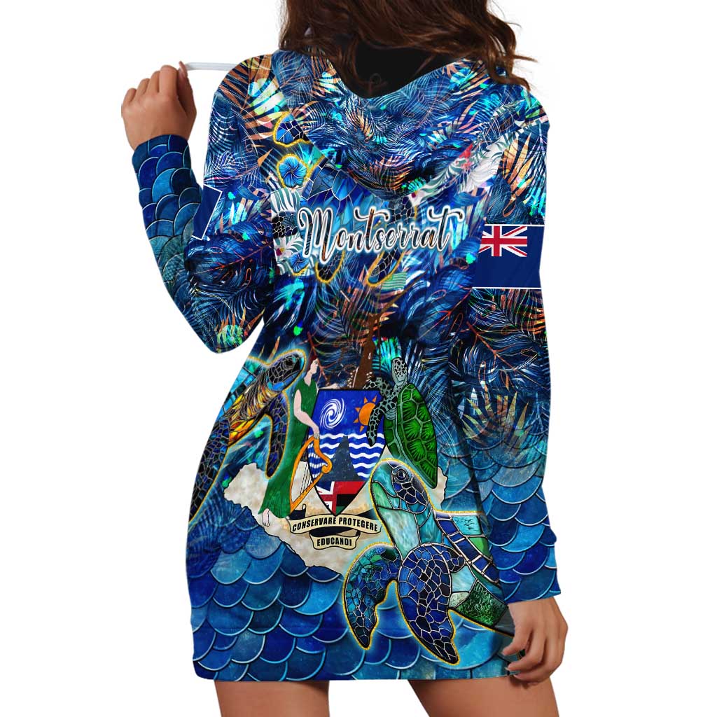 Montserrat Hoodie Dress Sea Turtle Tropical Pattern - Wonder Print Shop