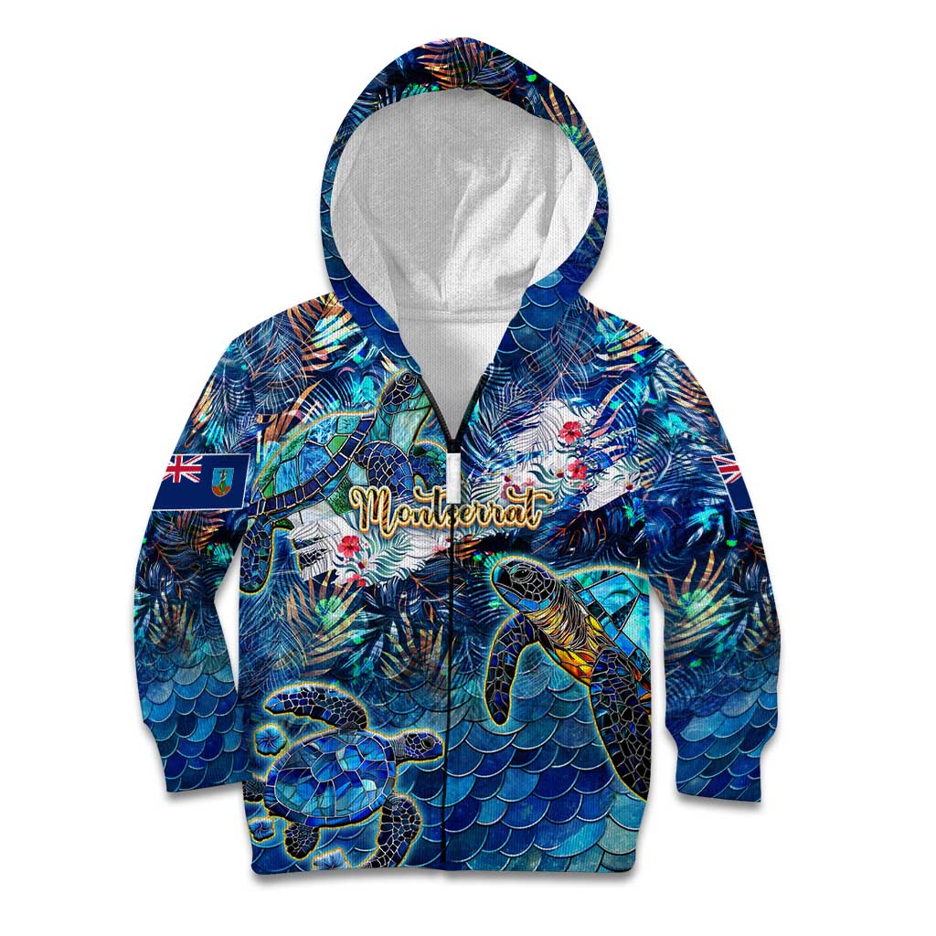 Montserrat Kid Hoodie Sea Turtle Tropical Pattern - Wonder Print Shop