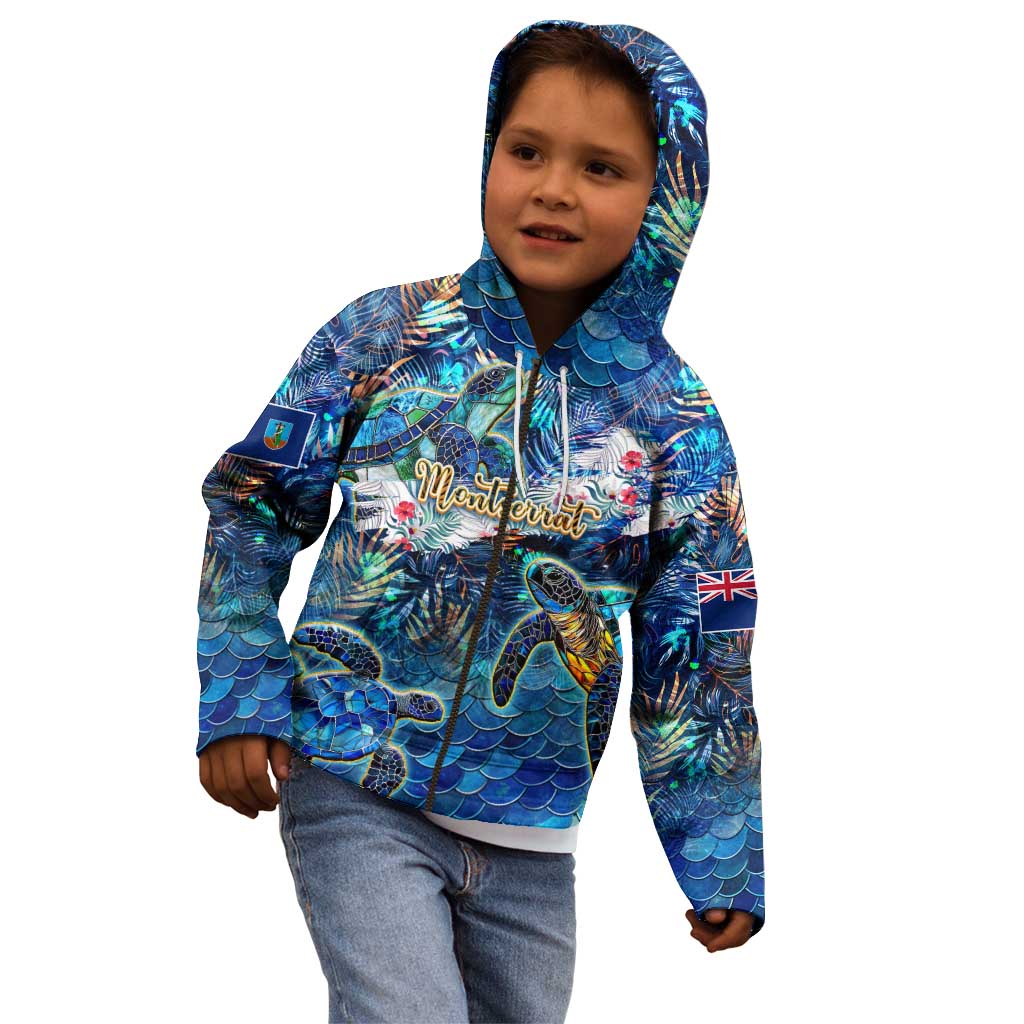 Montserrat Kid Hoodie Sea Turtle Tropical Pattern - Wonder Print Shop