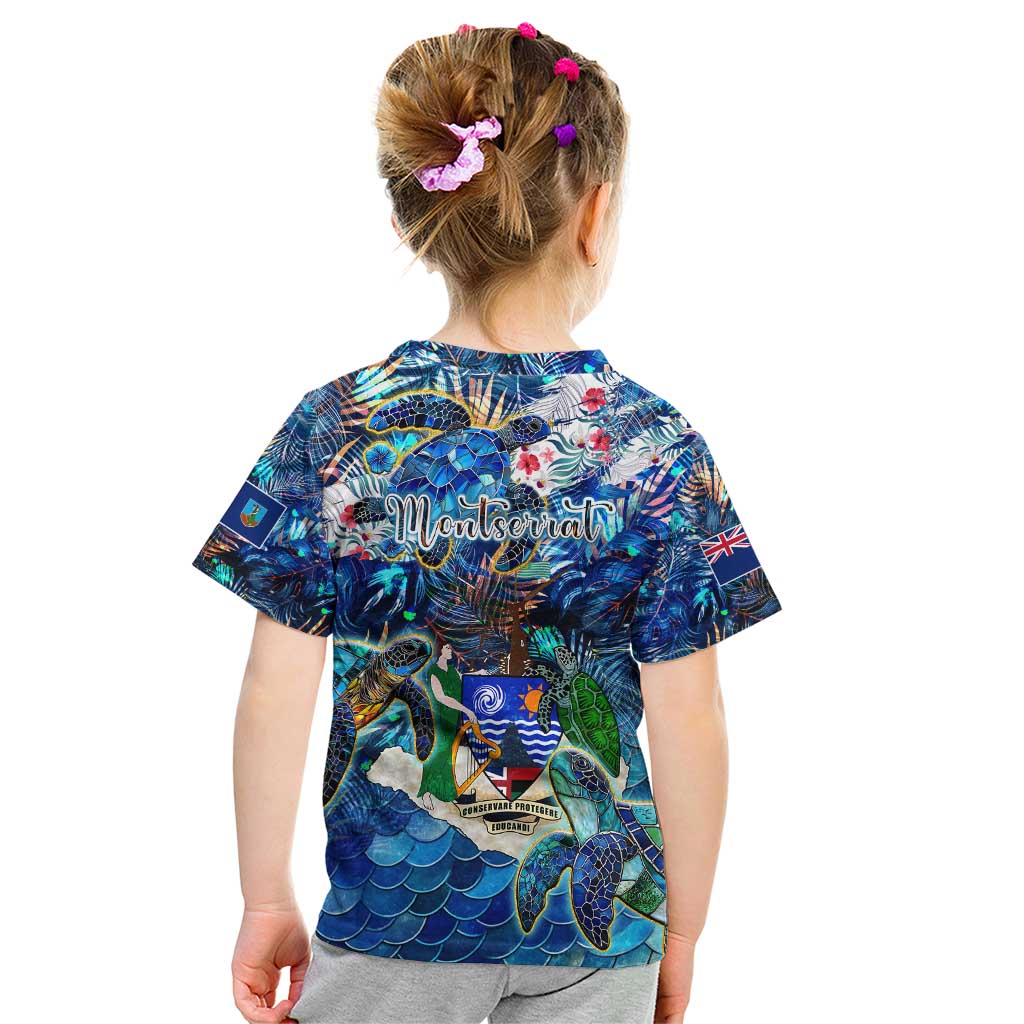 Montserrat Kid T Shirt Sea Turtle Tropical Pattern - Wonder Print Shop