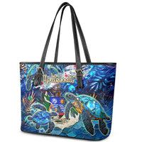 Montserrat Leather Tote Bag Sea Turtle Tropical Pattern