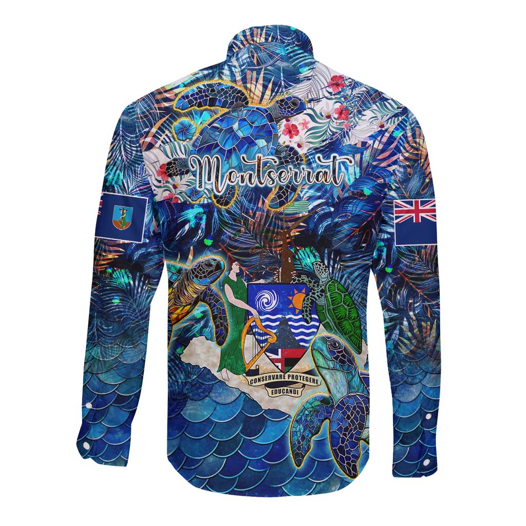 Montserrat Long Sleeve Button Shirt Sea Turtle Tropical Pattern