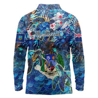 Montserrat Long Sleeve Polo Shirt Sea Turtle Tropical Pattern - Wonder Print Shop