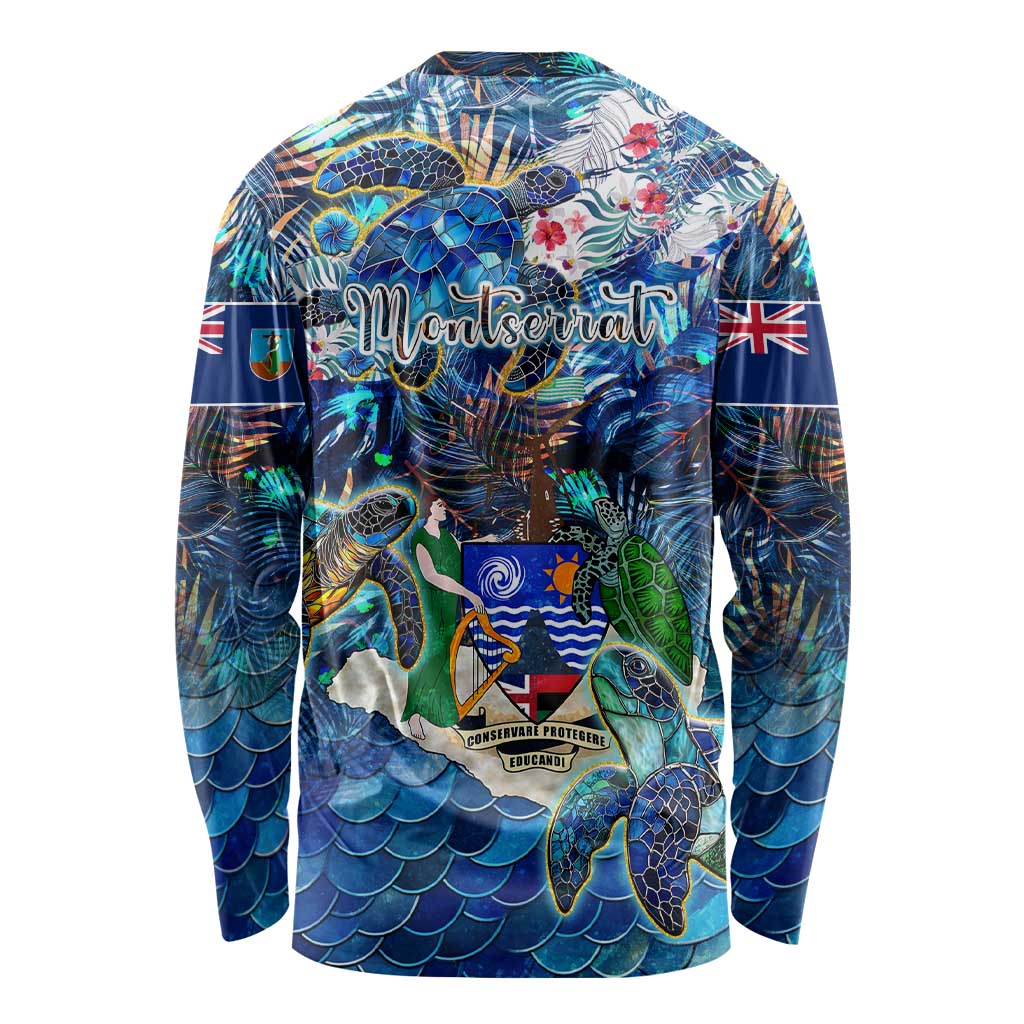 Montserrat Long Sleeve Shirt Sea Turtle Tropical Pattern - Wonder Print Shop